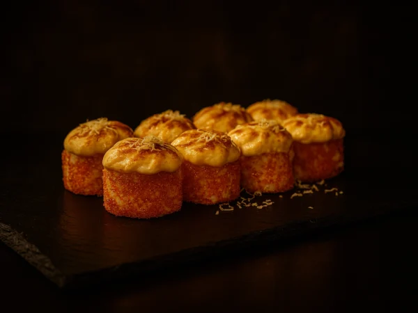 Baked roll with shrimp and cheese Baked roll with shrimp and cheese