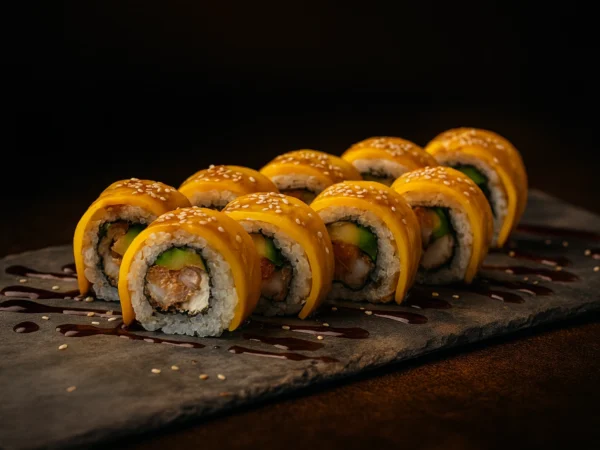 Golden shrimp with mango Golden shrimp with mango