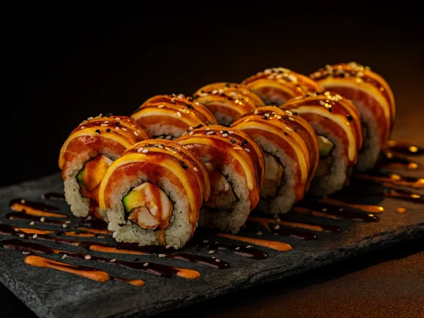 Space salmon, shrimp, and avocado rolls Space salmon, shrimp, and avocado rolls